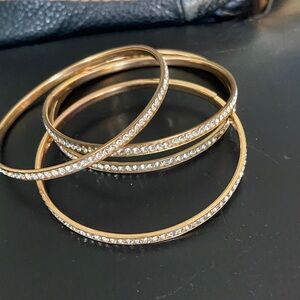 Gold Crystal-Embellished Bangle Bracelet Set - Women